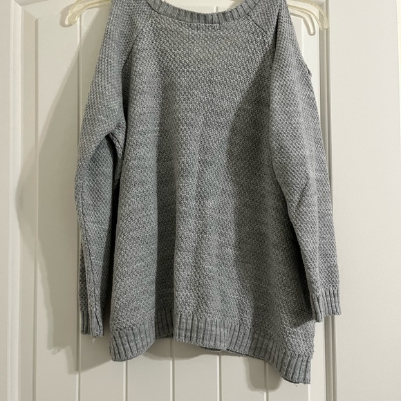 Grey Cold Shoulder Sweater - Picture 2 of 4
